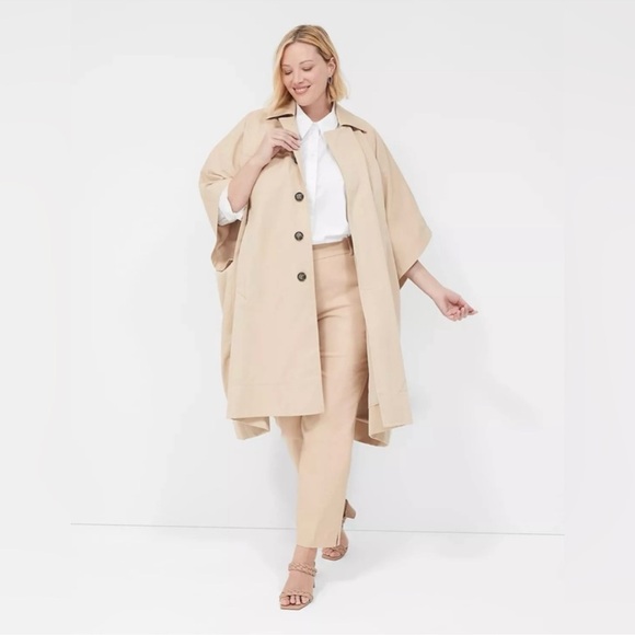 Lane Bryant Khaki Short Sleeve Trench Coat NWT Plus 18 20 Jacket - Picture 1 of 13